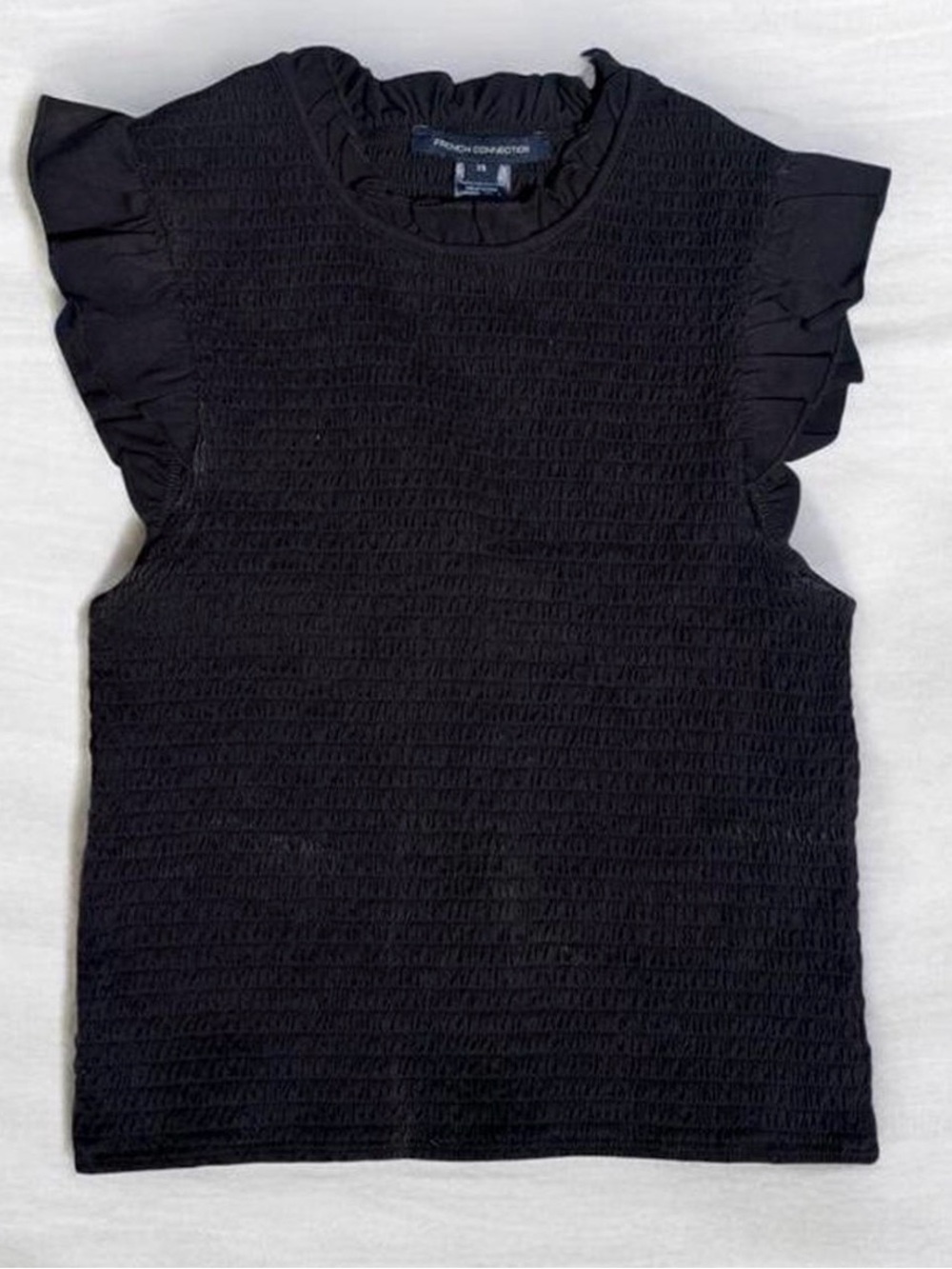French Connection Black Smocked Ruffle Sleeve Camisole